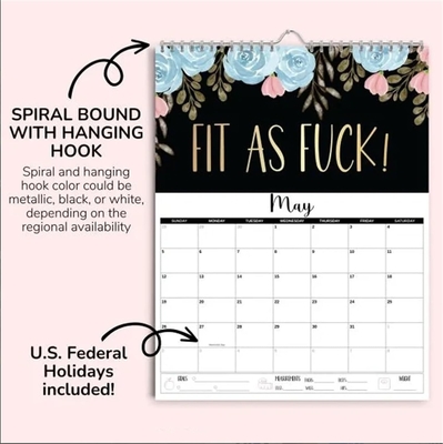 12 x 12 inch aangepaste muur kalender met spiraal gebonden en december Einde maand