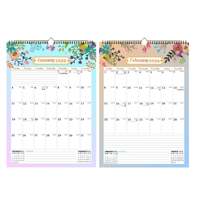 Spiraal gebonden aangepaste muurkalender Glanse papiertype Personalisatie Voeg persoonlijke data en evenementen toe
